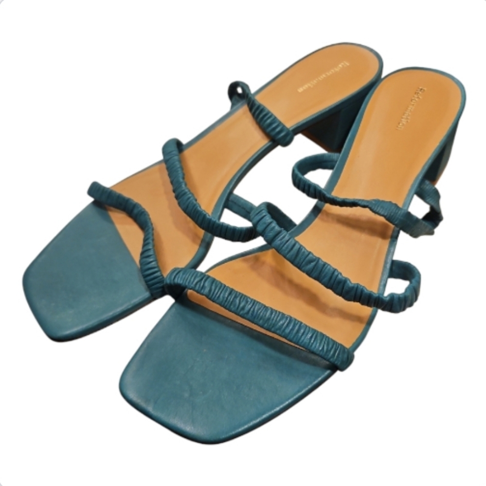 REFORMATION | Assunta Teal Green Strappy Slide Sandals 9.5 - Picture 4 of 9